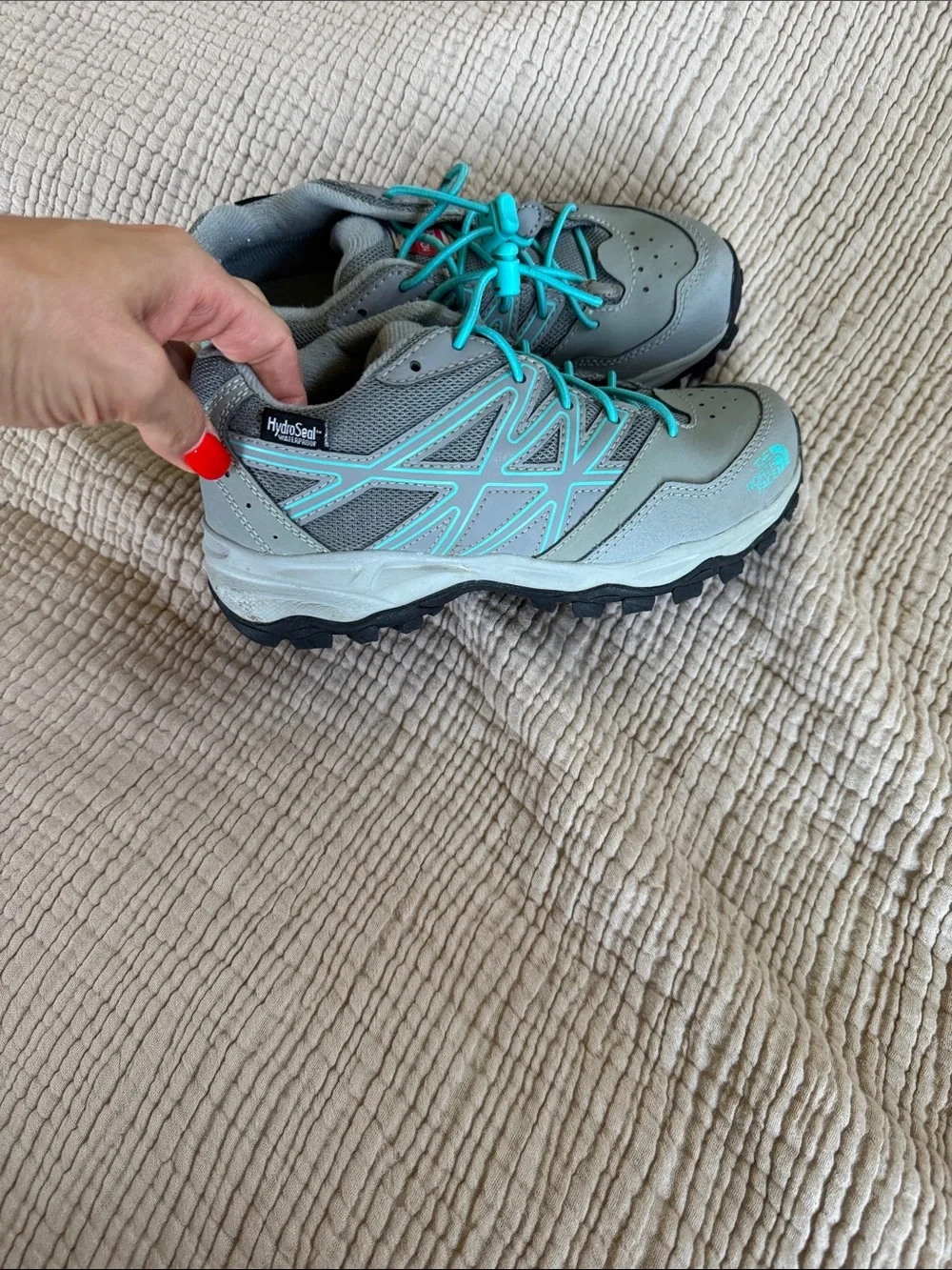 The North Face Kids Gray and Teal Trail Sneakers